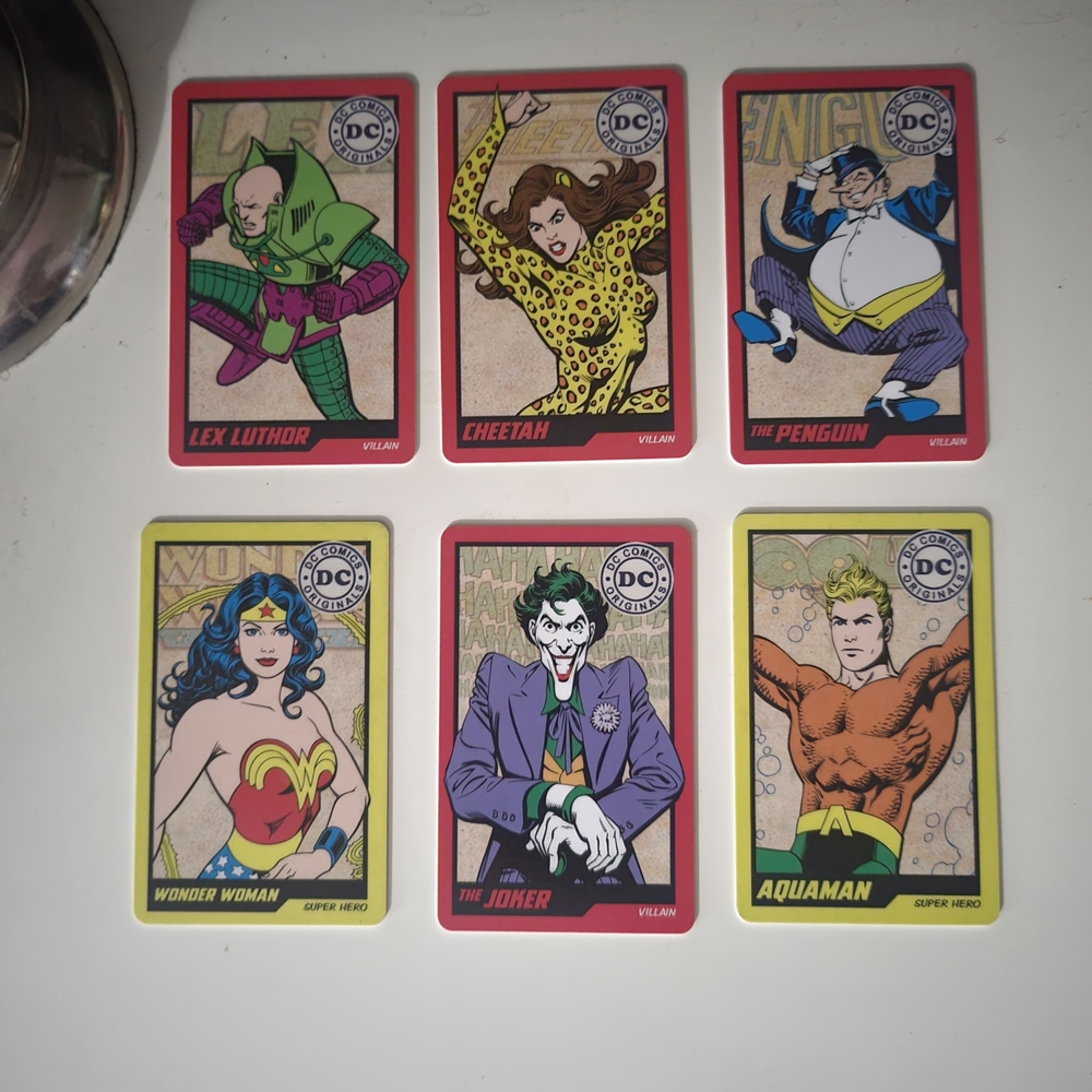 6 DC Comics Superhero and Villain Trading Cards